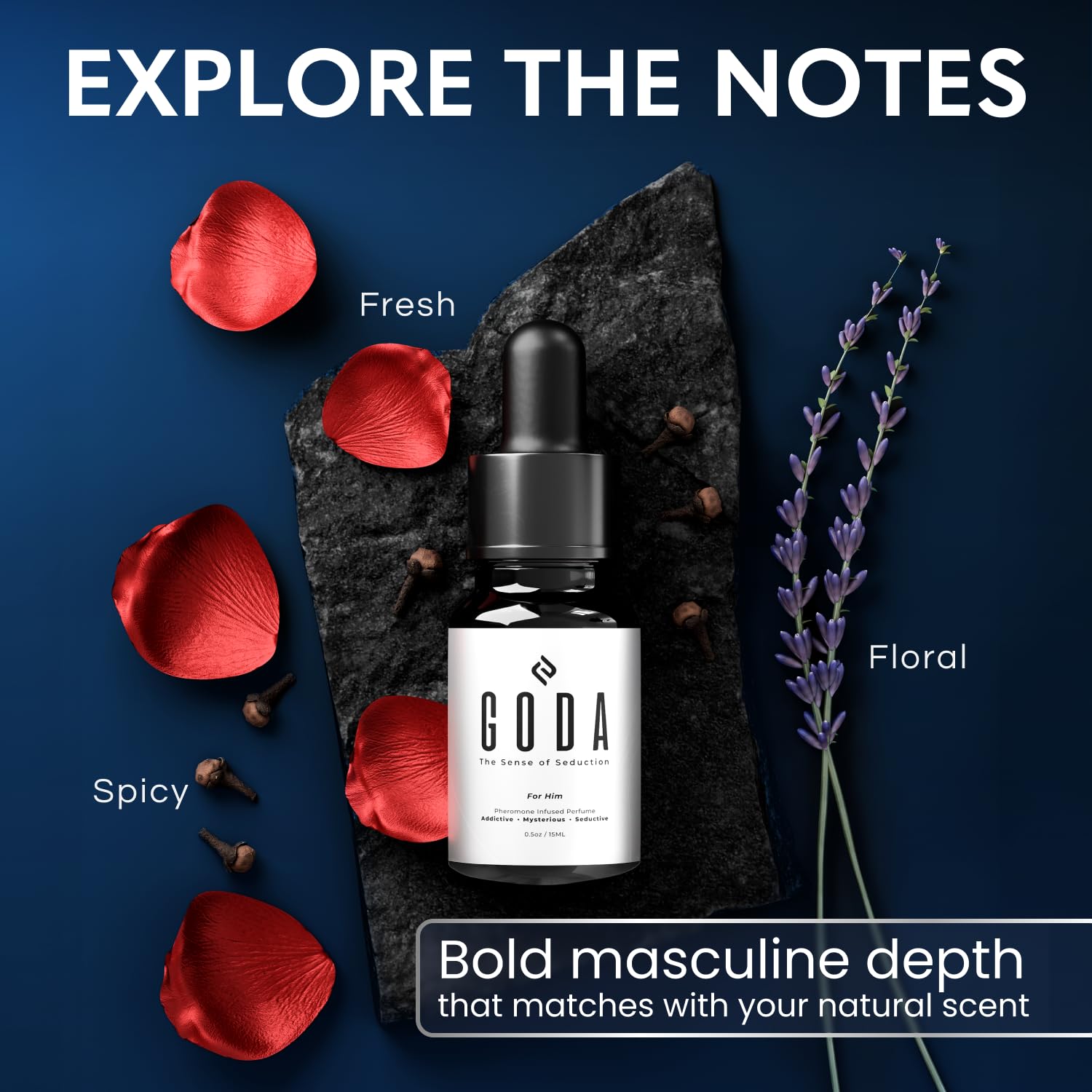 GODA Pheromones Cologne for Men Infused with Real Pheromones – Citrus and Lavender Scent – Sophisticated Fragrance for Confidence and Presence – Perfu