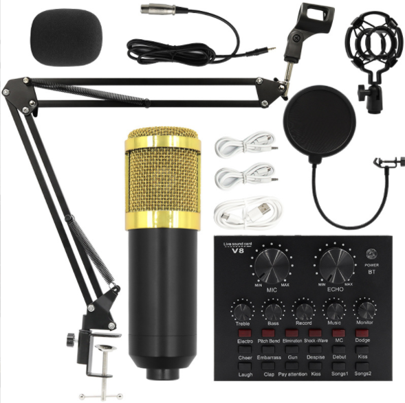 bm 800 professional condenser microphone mic studio microphone for gaming pc computer karaoke kit bm-800 bm800 V8 sound card