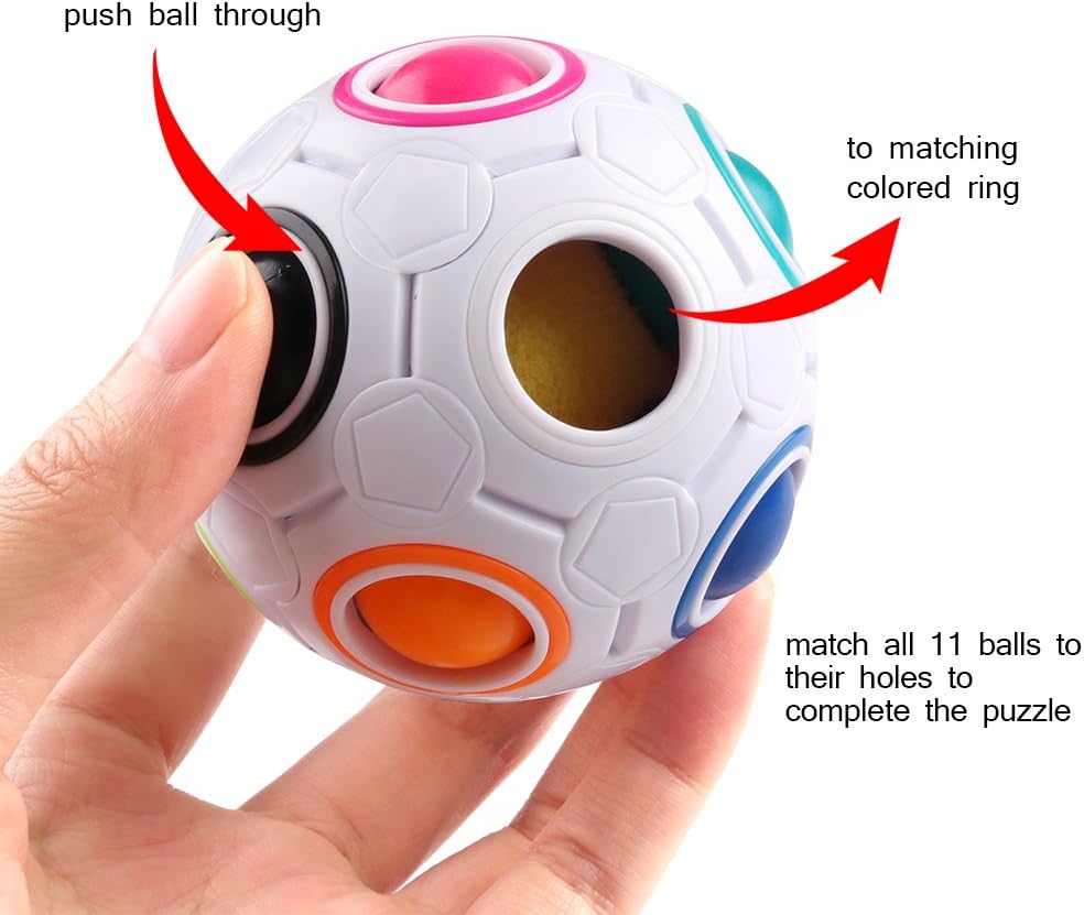 Coogam Rainbow Puzzle Ball Pack with Pouch Color-Matching Game Toy Stress Reliever Magic Ball Brain Teaser for Kids and Adults, Children, Boy, Girl Ho