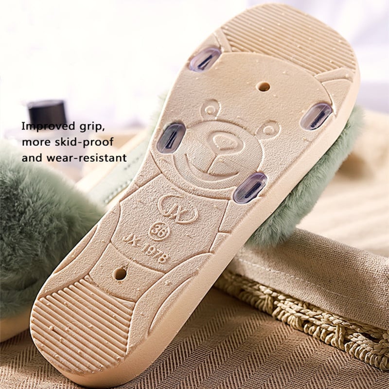 new style plush slippers winter women's home warm cotton slippers fashion outer wear one-word plush slippers