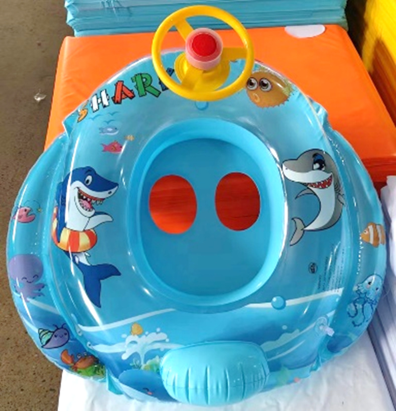 Baby Swimming Pool Float, Cute Car Design Kids Toddler Inflatable Summer Beach Floatie Boat Swim Tube Ring with Handles Safety