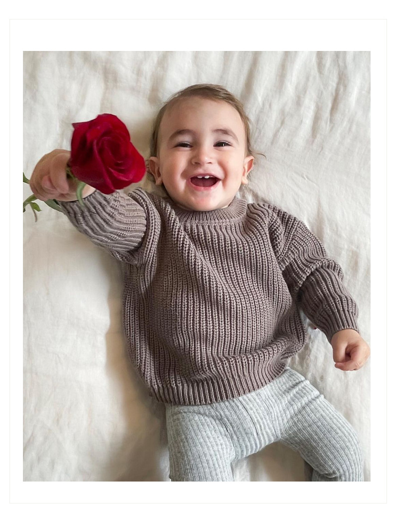 Baby sweater, round neck, baby knitted base sweater, baby inner layer, girls' and children's base cotton clothes