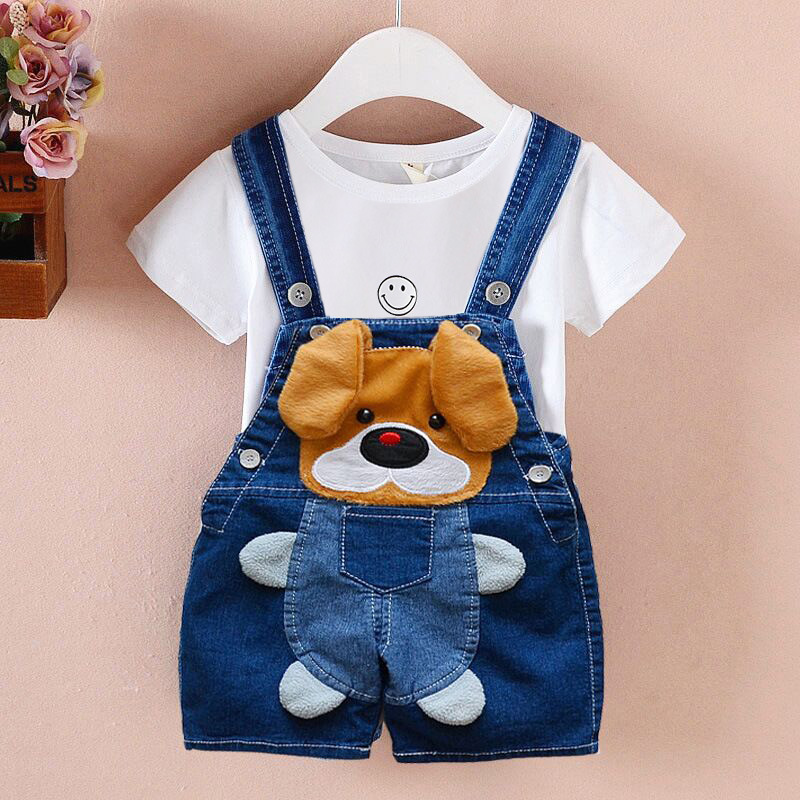 New Summer Baby Bodysuit Baby Strap Pants Denim Shorts for Boys and Girls