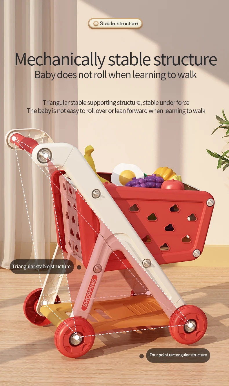 Shopping cart toy baby small trolley children play house fruit cut cut music kitchen supermarket men and girls