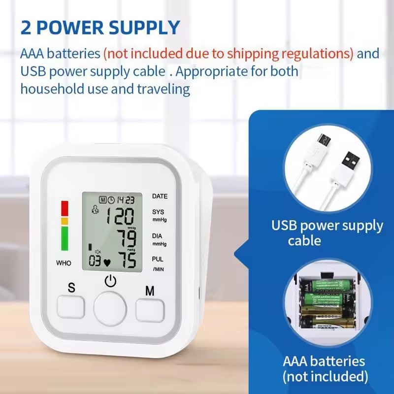 French Voice Digital Arm Blood Pressure Meter Medical Pressure Tonometer Tensiometer Baumanometer Pulse Sphygmomanometer