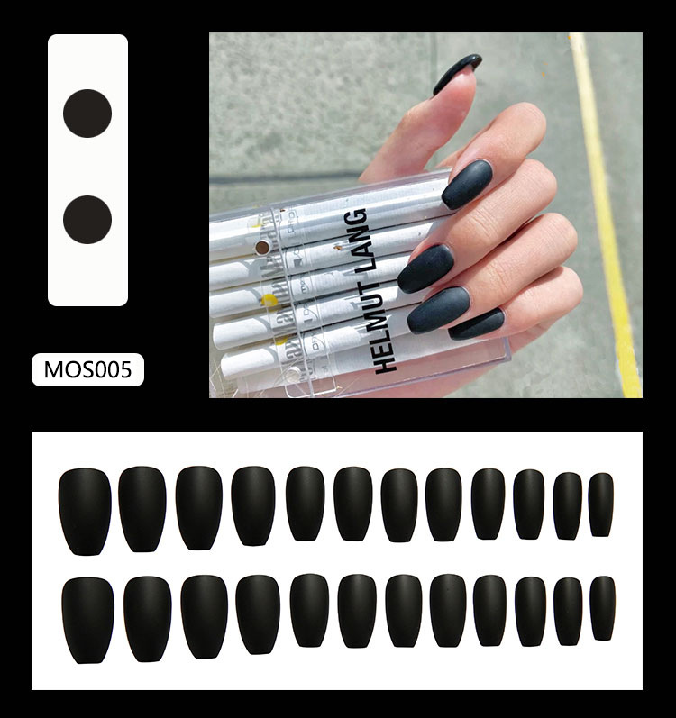 24pcs Detachable Square head False Nails Wearable Simple Color Fake Nails Full Cover Nail Tips With double-sided adhesive tape