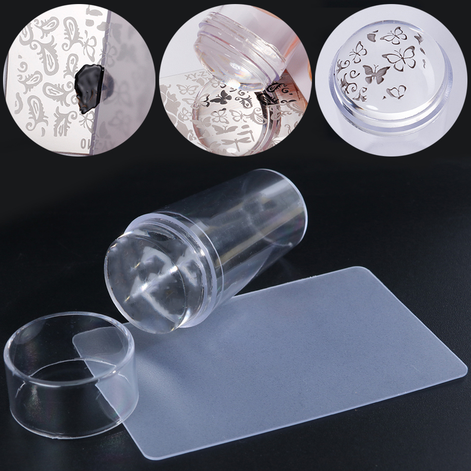 Nail Stamper Set Jelly Head With Scraper Nail Art Template Print Silicone Stamping Plate Tools Manicure Accessories