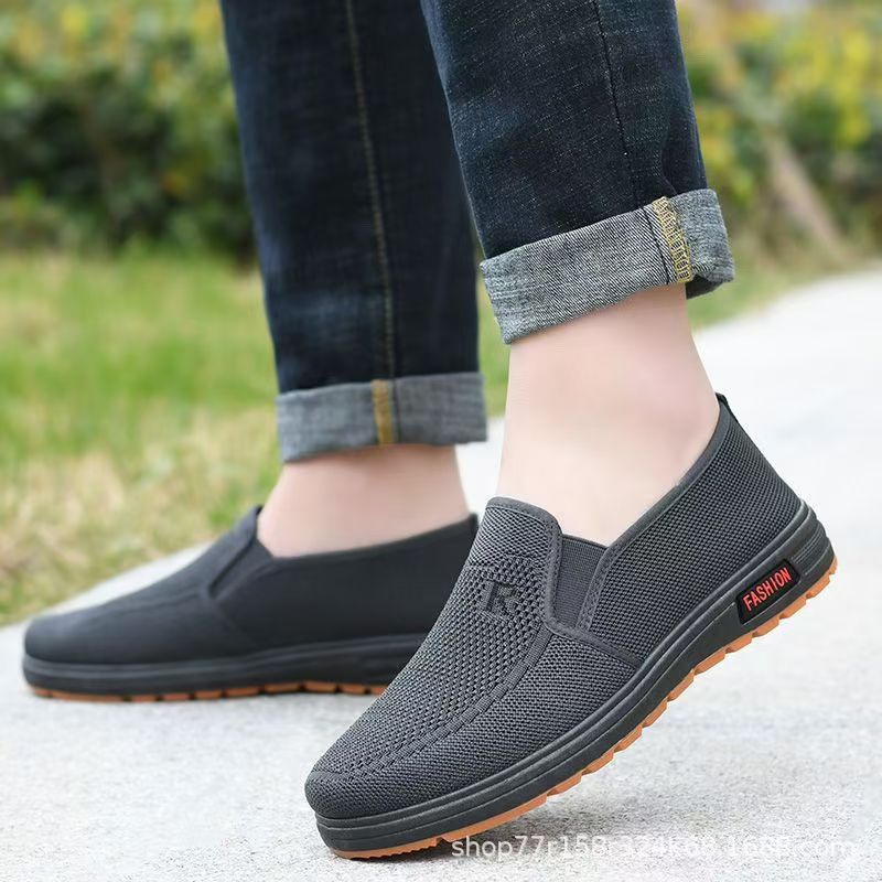Men's New Men's Polyurethane Men's Shoes One Step Ventilation Soft Sole Casual Sports Wear resistant mesh shoes