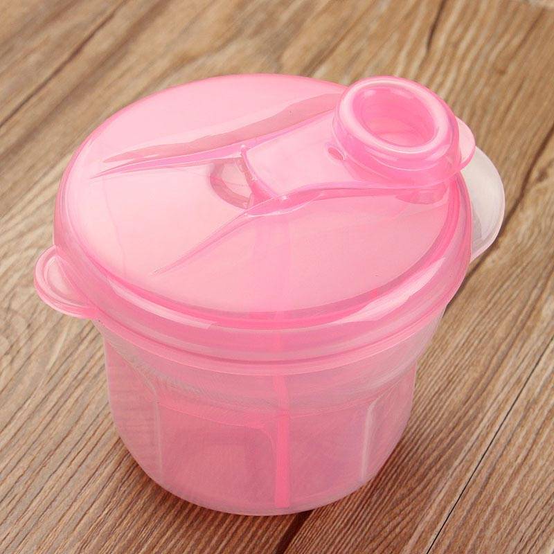 Portable Plastic Baby Milk Box Feeding Powder Dispenser Container Three Lattice Compartment Infant Food Storage