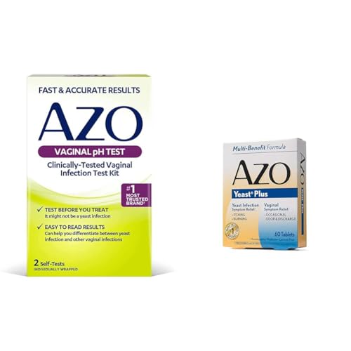 AZO Vaginal pH Test Kit and Yeast Infection Relief Tablets, Clinically-Tested Infection Test Kit with 60 Yeast Infection & Vaginal Symptom Relief Tabl