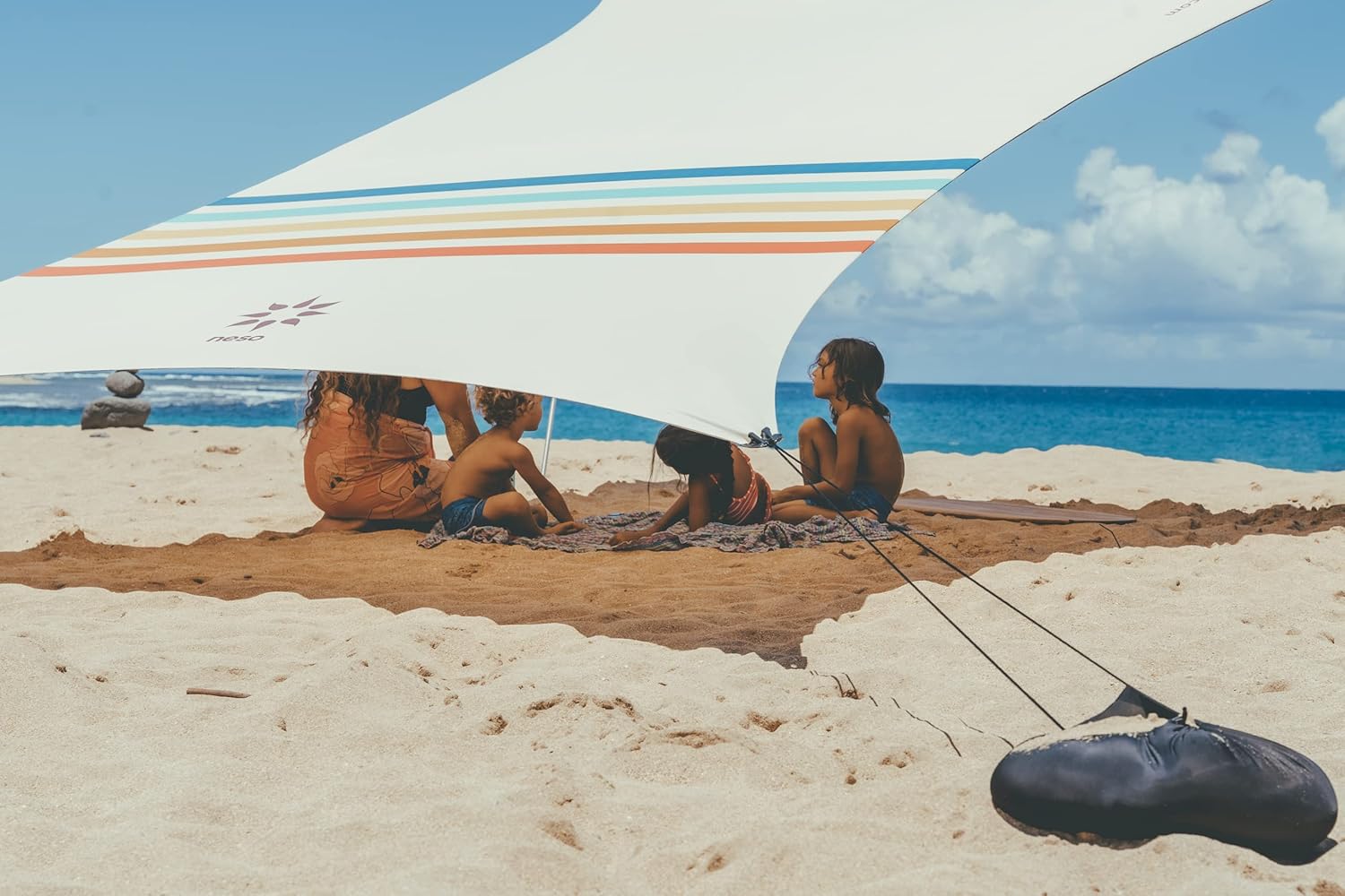 Neso Portable Beach Tent Sun Shelter - Lightweight Beach Shade Canopy - Easy Setup for Family Outings - Patented Reinforced Corners - UPF 50+ Sun Prot