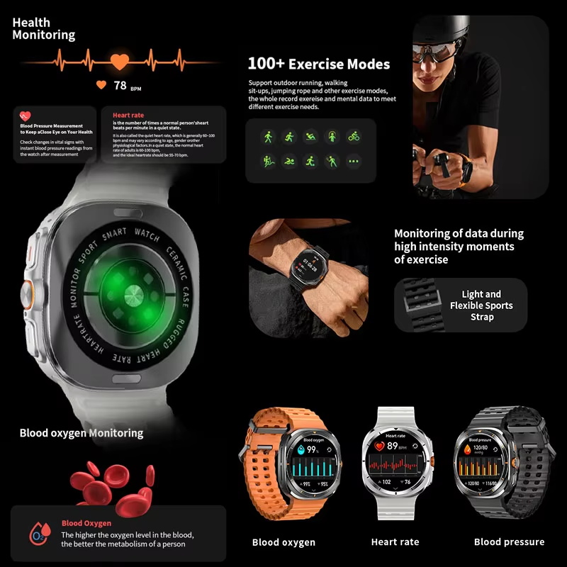 Z7 Ultra IP68 Waterproof Big Battery Smartwatch BT Call Compass Tracker Relojes Inteligentes Sport Smart Watch