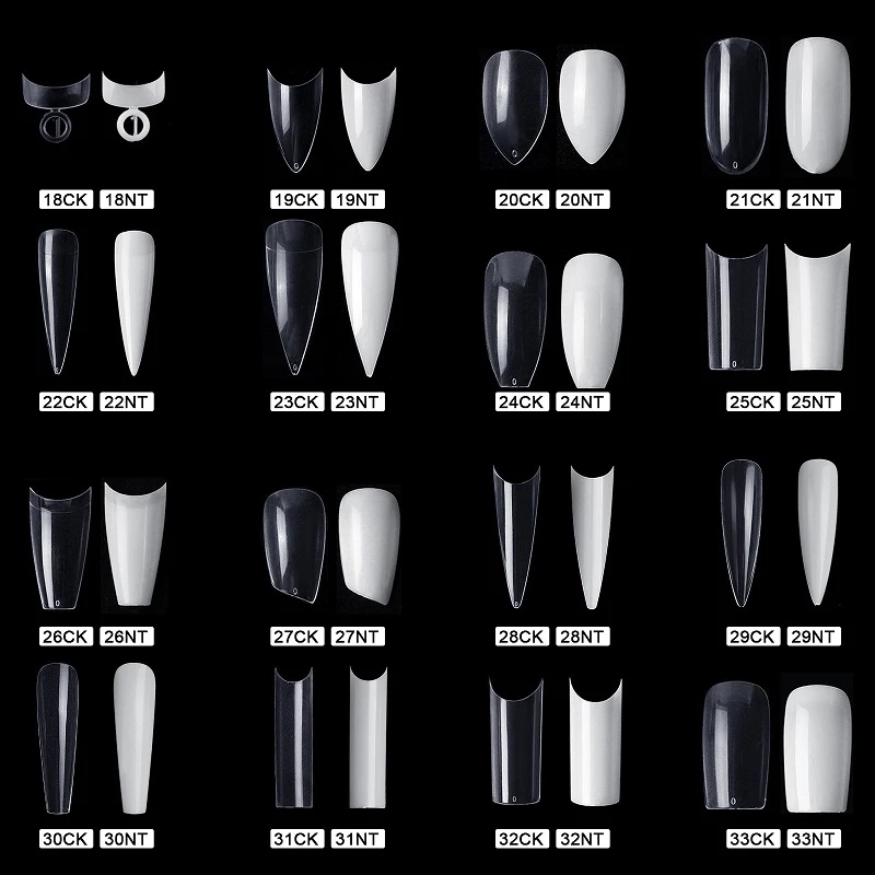 500 Tips Kit Bagged Fake False Nails Full Half French Acrylic ABS For Manicure Fingers Toes Set C Smile Sharp 10 Sizes