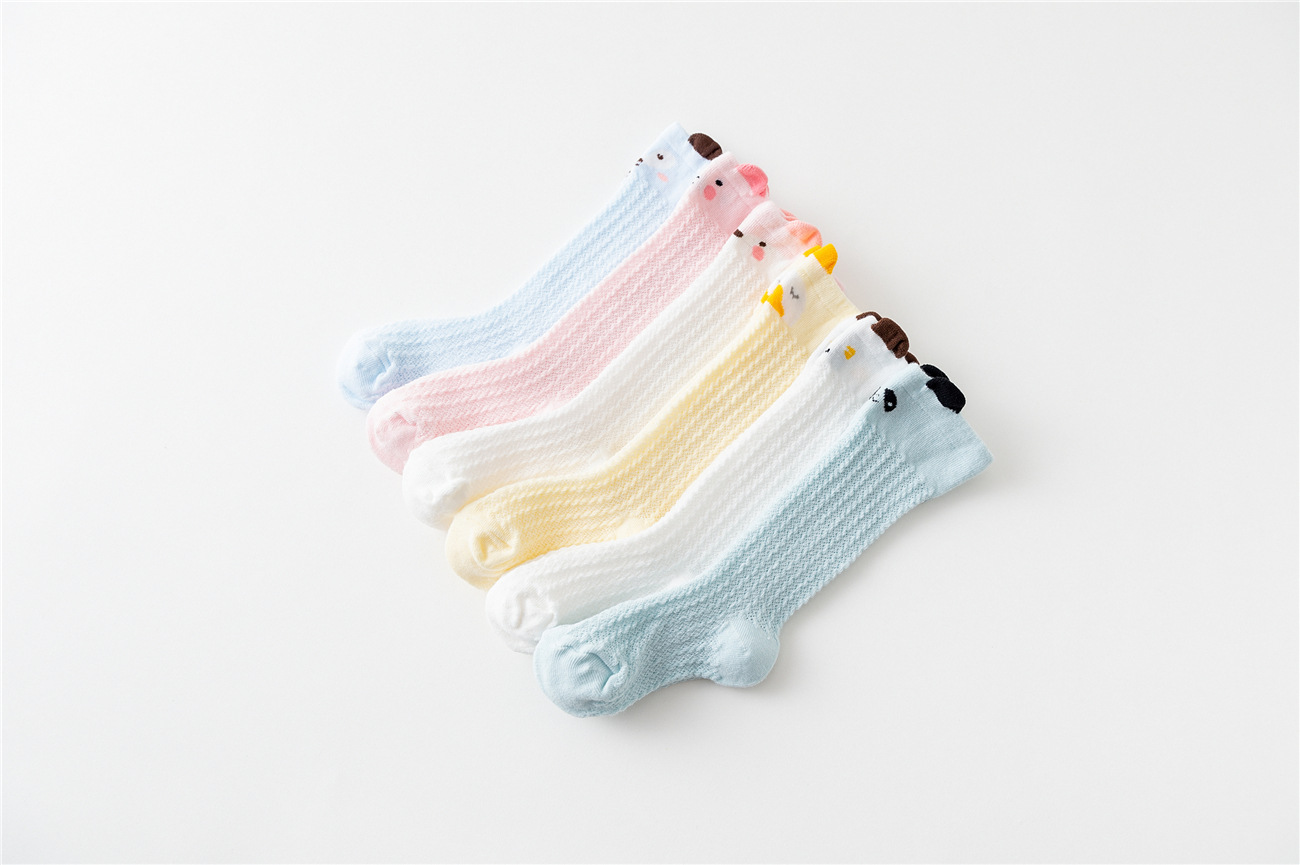 3Pairs lawadka Baby Girl Socks Toddler Baby Bow Cotton Summer Mesh Baby Knee Socks Newborn Infant Non-slip Long Baby Boys Socks