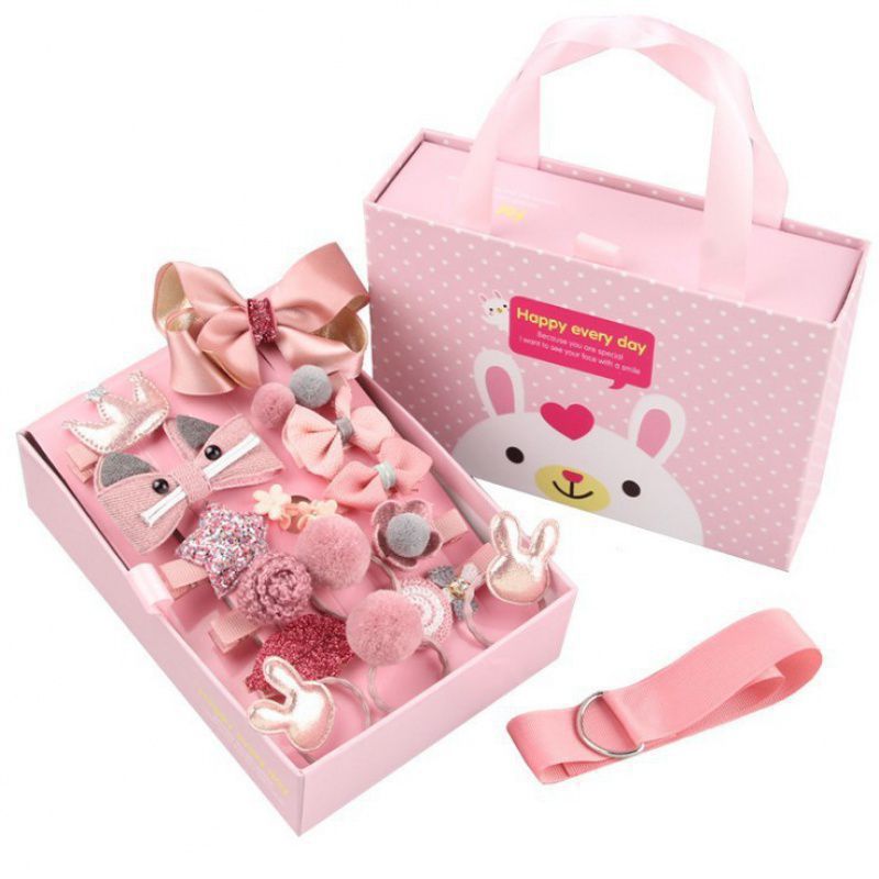Children's Hair Accessories Set Gift Box Cute Cartoon Baby No Harm Hair Head Rope Little Princess Hair Rope Korean Edition Tie H