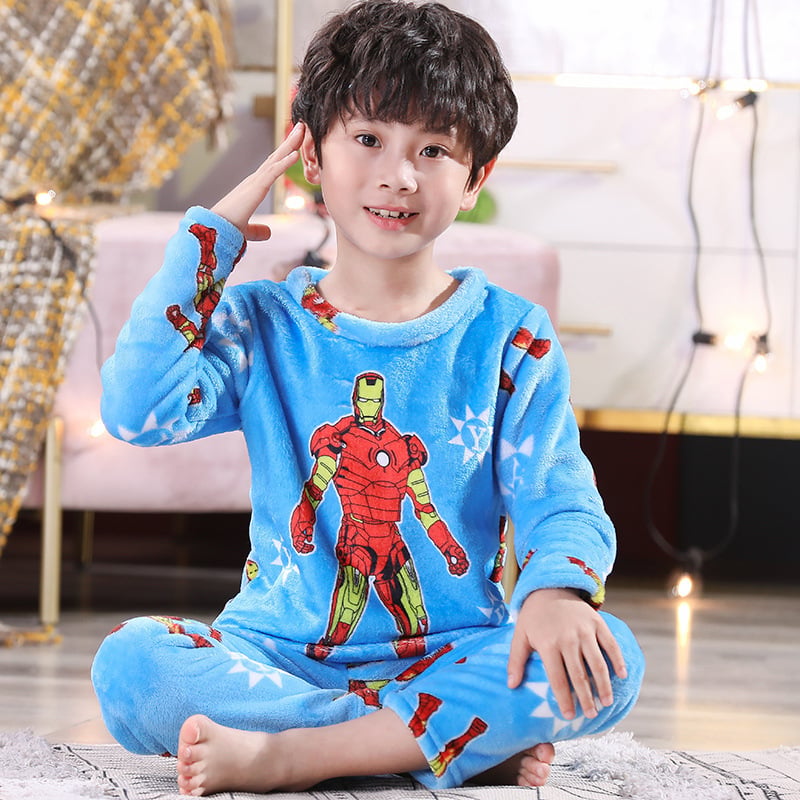 New winter children's pajamas Winter plush thickened coral velvet for boys and girls Flannel household clothes