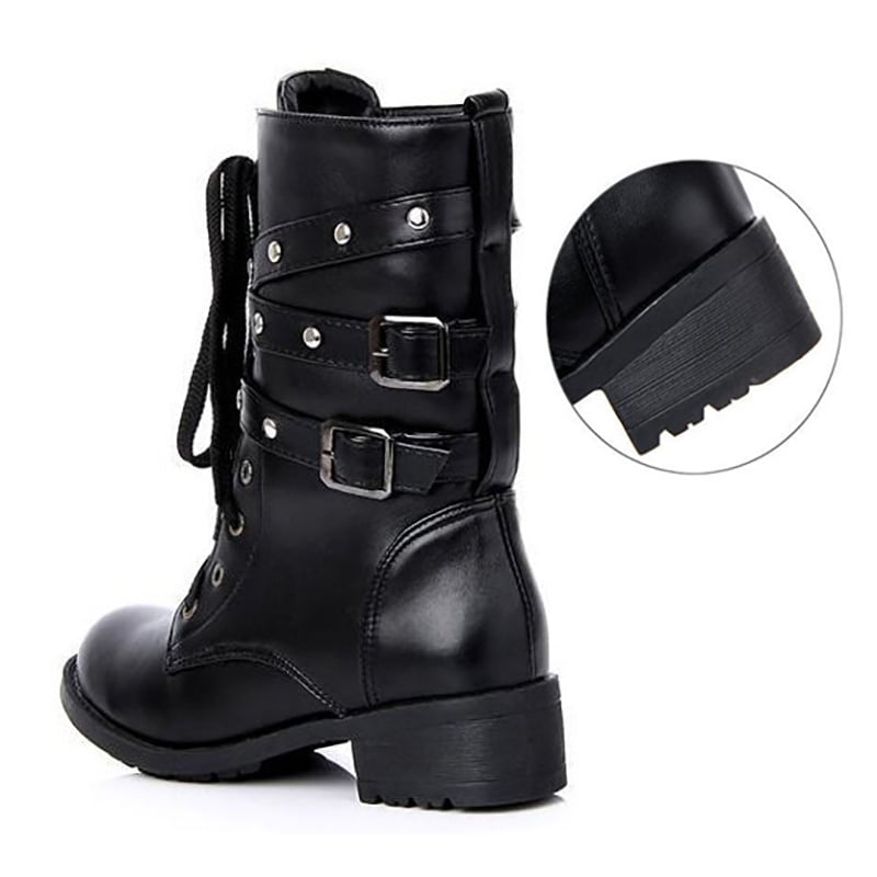 Fashion Women Boot Punk Gothic Style Lace up Round Toe Boots Women Shoes Short Boots Street Motorcycle boots mujer zapatos