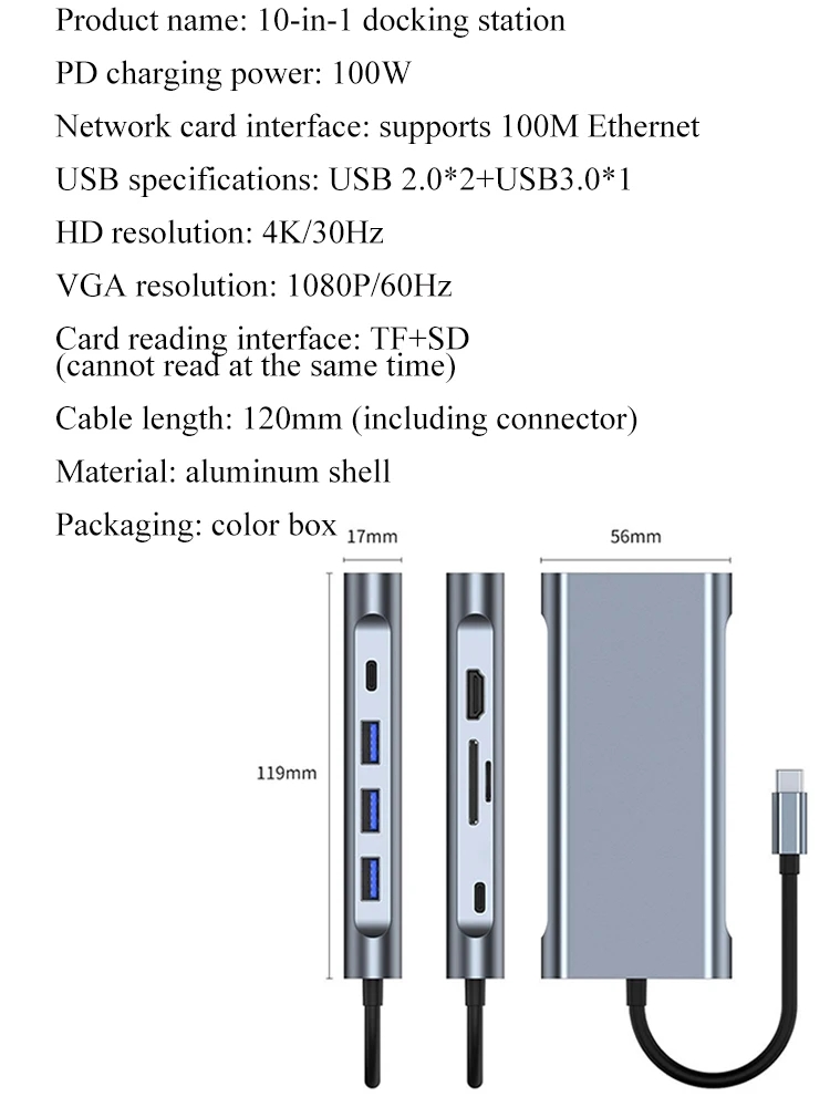 LORYI Multi-interface Docking Station USB C Hub Gigabit Notebook Converter Compatible for MacBook Air Pro and Other TypeC Laptop
