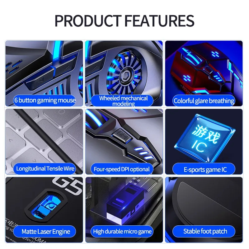 G5 Gaming Wired Mouse Mechanical Mice Computer Accessories