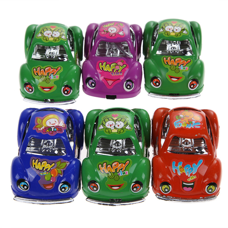 6pcs/ Colorful Funny Mini Pull Back Car Set Children Boys Cartoon Pull Back Vehicle Car Toys Gift Cute Beetle Car Toy Models
