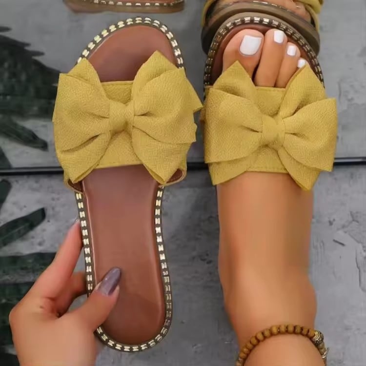 Women's Sandals Sweet Bow Summer Shoes Women Flat Sandals Inddor Outdoor Slippers Women 2025 New Sandals Summer Footwear Female