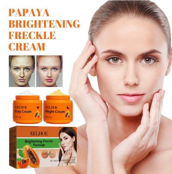 Freckle Whitening Face Cream Papaya Day Night Sun Spots Corrector Fade Pigment Brighten Skin Tone Blemish Bleaching Nourishing