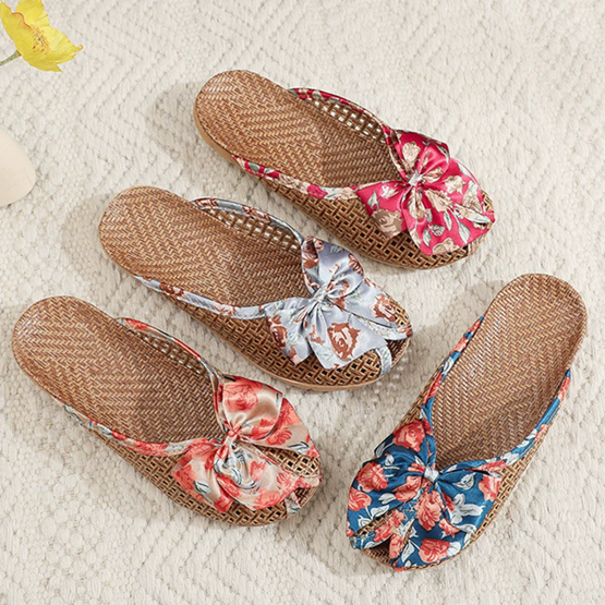 New rattan grass slippers for home, men and women, summer couples, breathable indoor rattan grass flooring, and cool slippers
