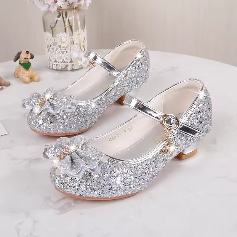 Girls' High Heels Spring and Autumn Women's Korean Edition Golden Children's Shoes Fashion Performance Shoes Fashion Show Shoes