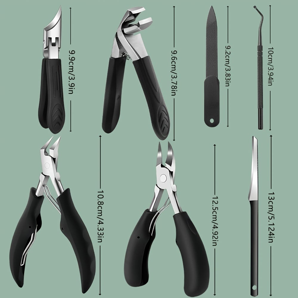 7pcs Professional Heavy Duty Nail Care Tools for Ingrown And Toenails Classic Handle Ergonomic Stainless Steel Nail Clippers