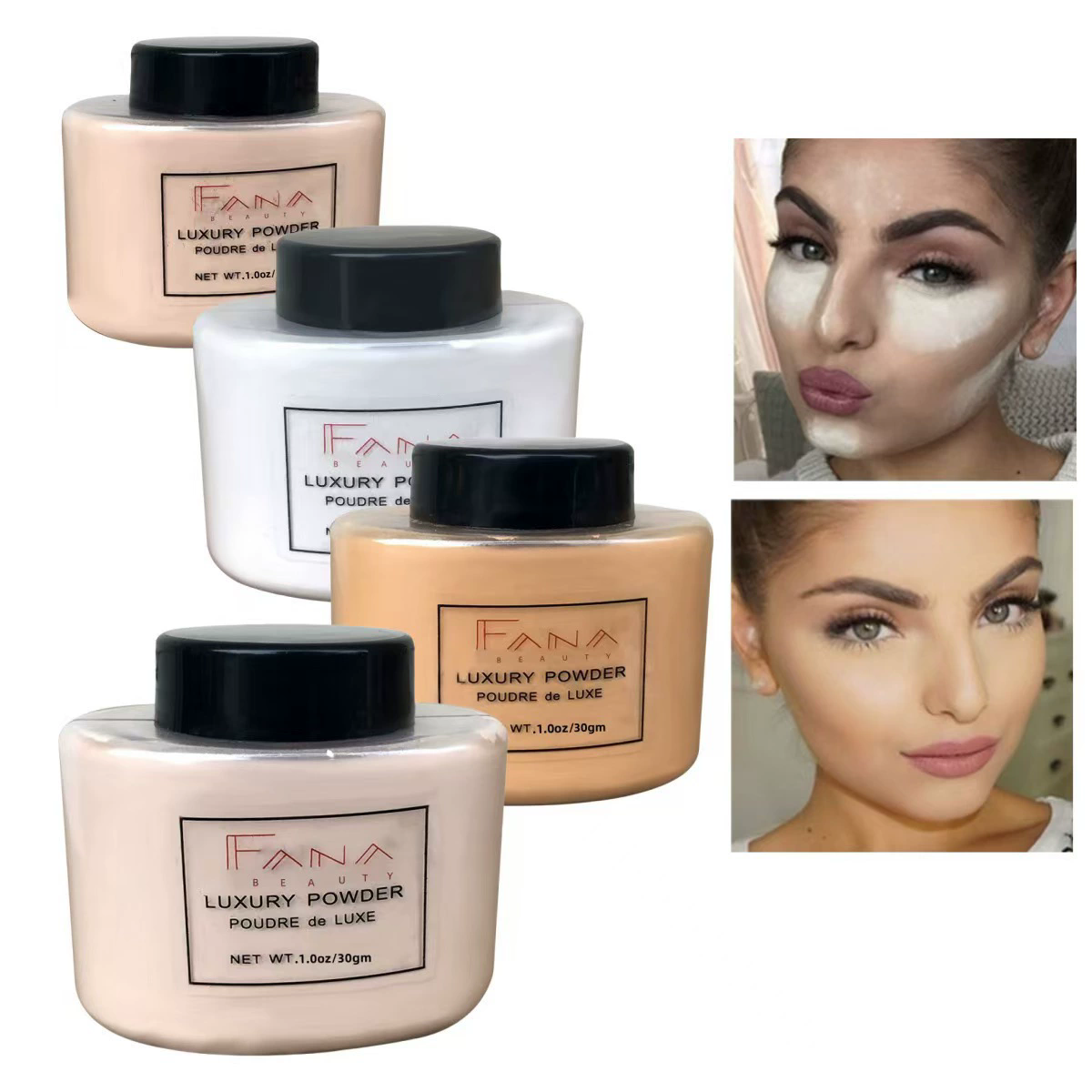 4 Color Luxury Powder for Women Face Foundation Banana Powder Bottle Loose Powder Authentic Oil-Control Beauty Make Up Art Tools