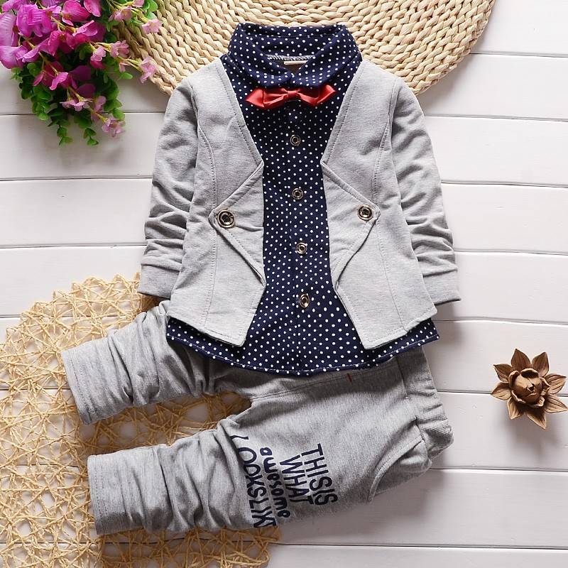 BibiCola Spring autumn children clothing set 2016 new fashion baby boys shirt fake clothes sport suit kids boys outfits suit
