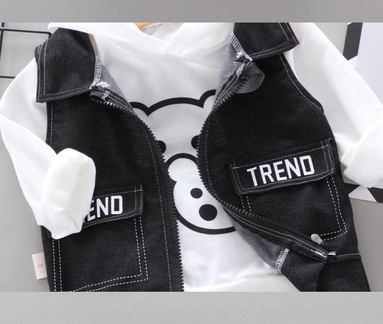Children's Suits Fashionable Boys' Hooded Sweater Suit Autumn Korean Version Children's Long-sleeved Three-piece Suit