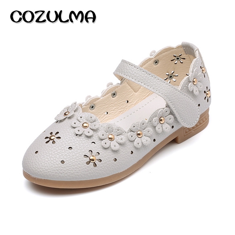 Spring Summer Kids Casual Shoes Girls Princess Dress Party Shoes Baby Girls Flower Pu Leather Anti-Slip Soft Bottom Shoe