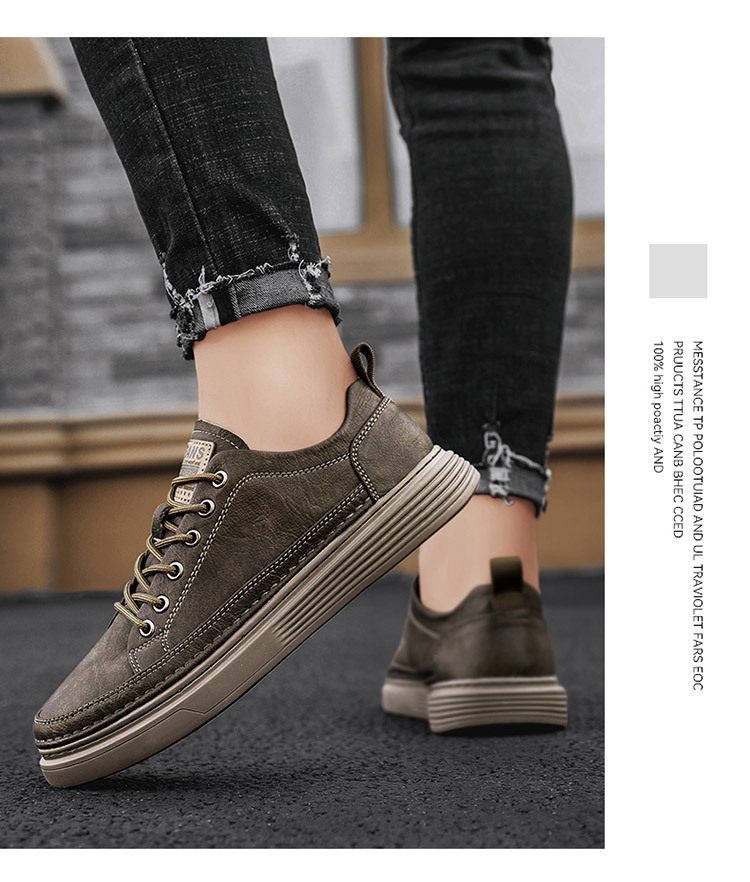 Men Leather Casual Shoes Fashion Leather Flat Shoes Sneakers Pure Black Warm Thick Sole Soft Wear Low Top New zapatillas hombre