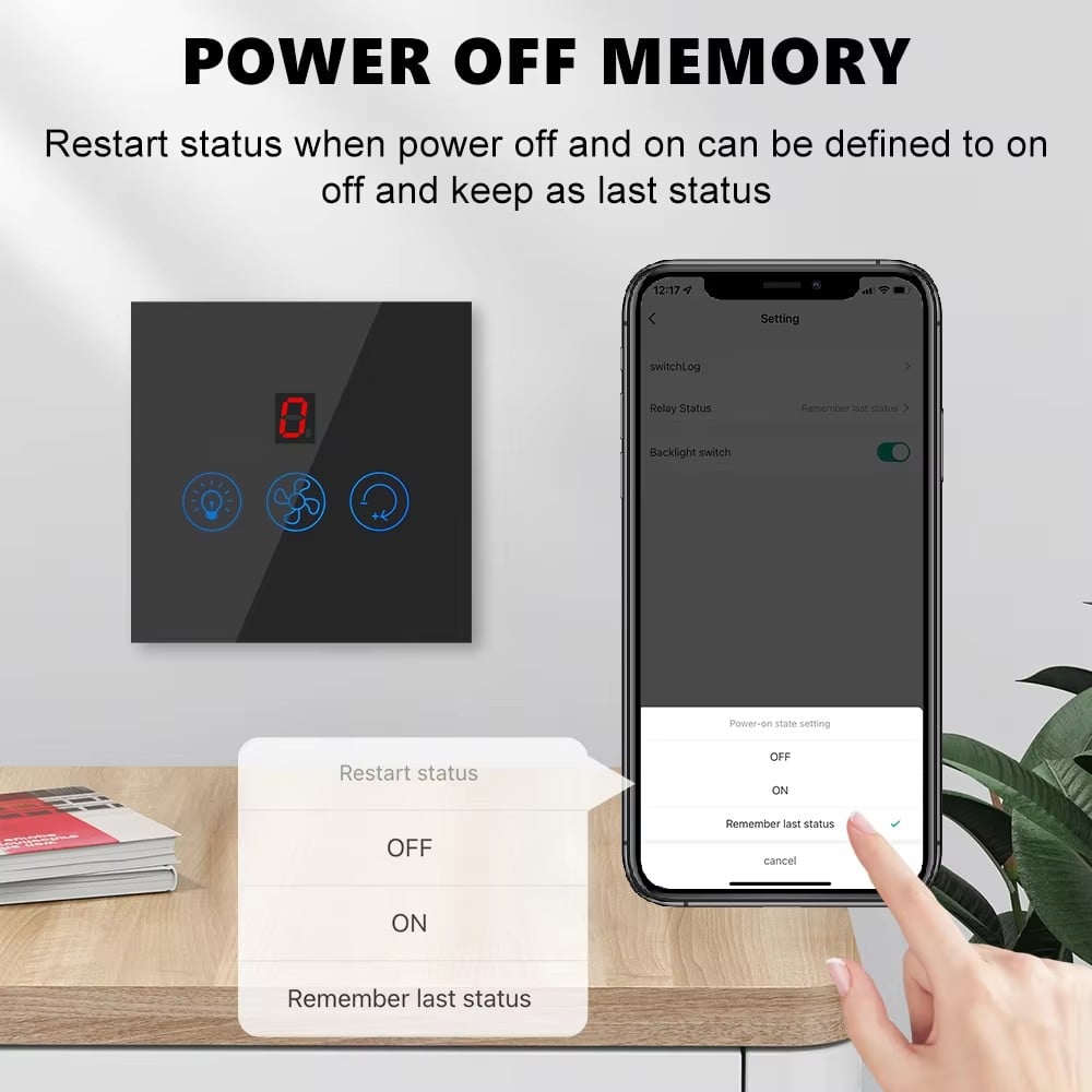 Smart WIFI Fan Light Switch Controller EU/US Ceiling Fan Lamp Switch Remote APP Control Speed Works With Alexa Google Home