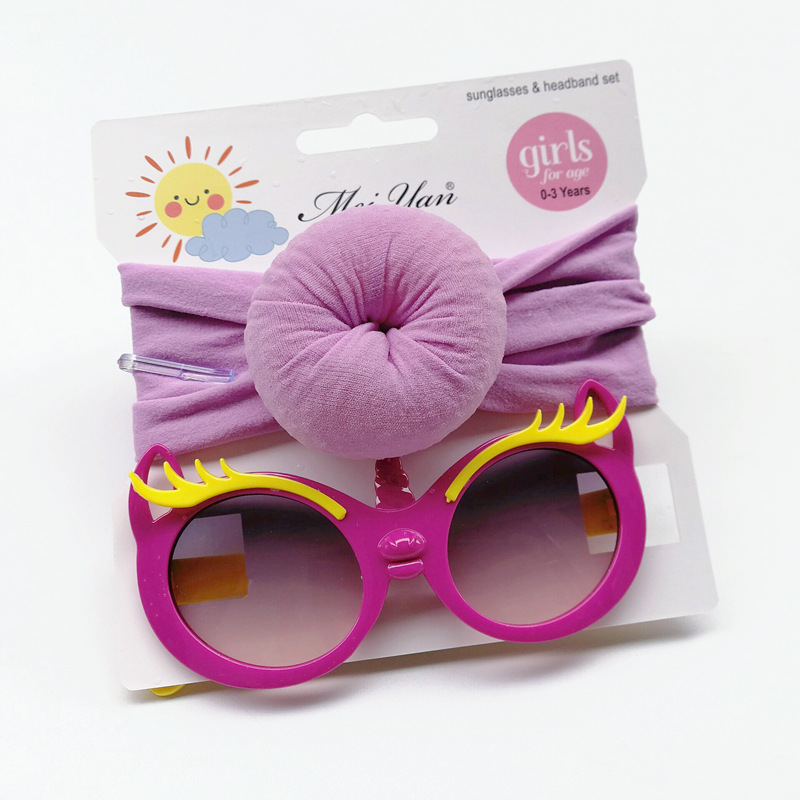 New Children's Hairband Sunglasses Set Donut Hairband Glasses Two-piece Set Anti-Purple Line Sunglasses