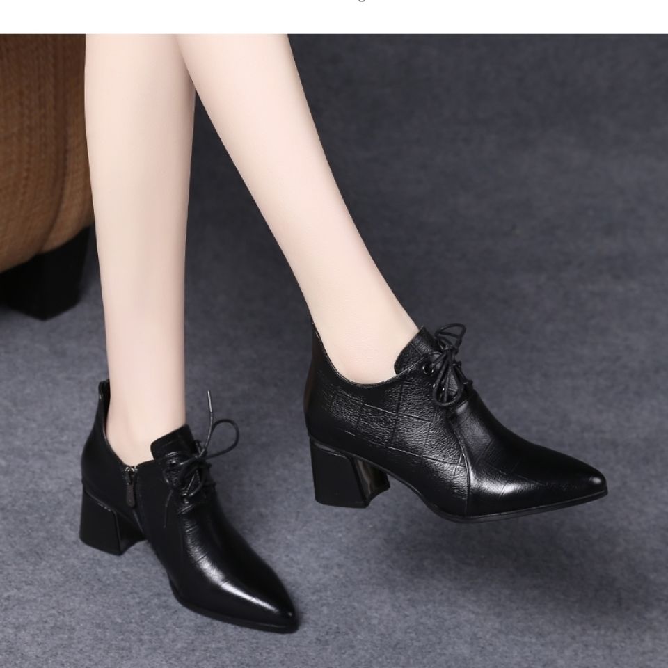 Winter Women Boots Thick Heel Flat Shoes Anti-slip Women Ankle Boots Autumn Fashion Leather Boots