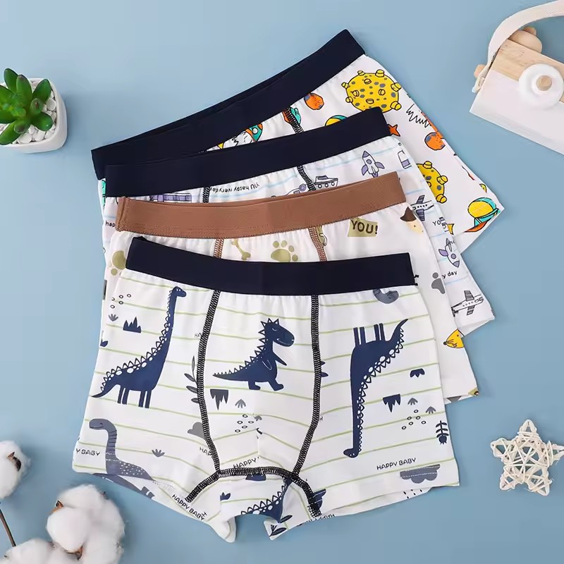 4 Pack Boys Boxer Briefs Soft Cotton Underwear Comfortable Kids Underpants for Big Boys