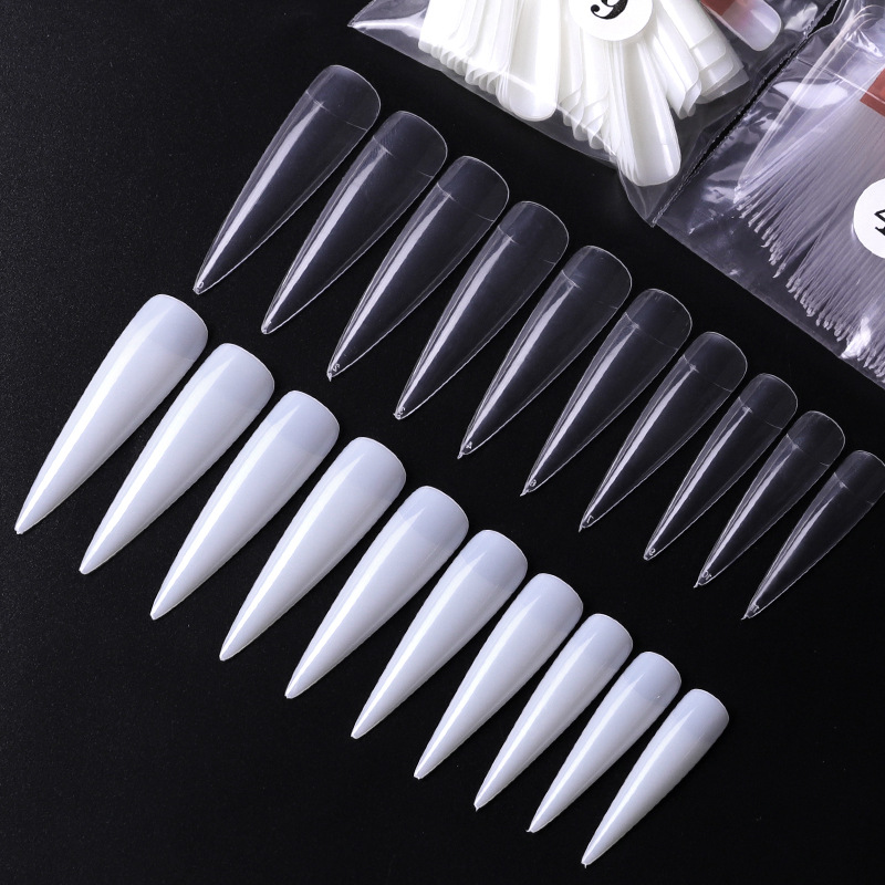 500Pcs False Salon Nail Tips Design Fake Gel Nails Extension Full Cover Sculpted Stiletto Coffin Tips Manicure Accessories