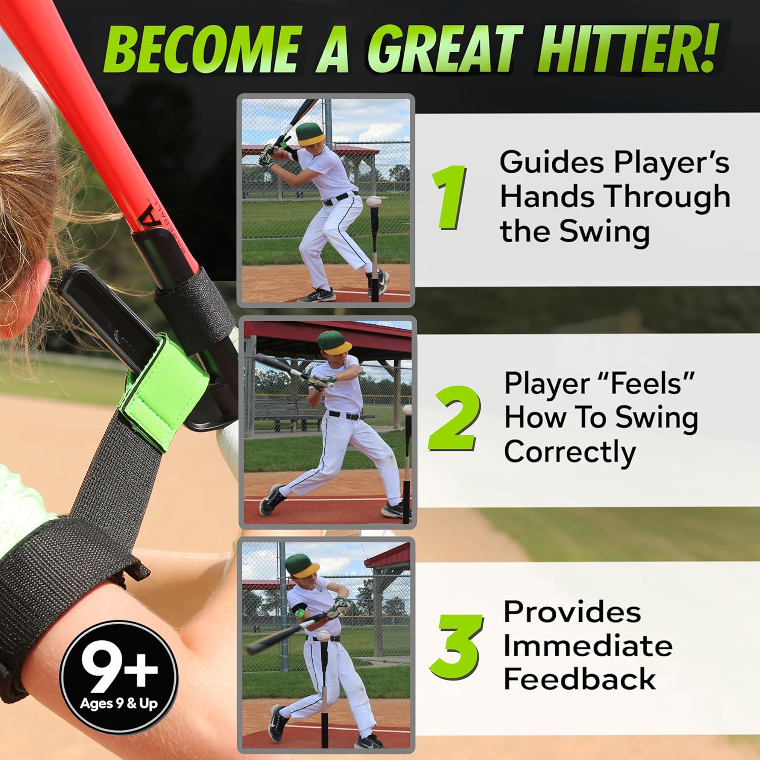 SWINGRAIL Baseball/Softball Hitting Trainer – Swing Trainer Aid for Batting & Hitting Practice – Baseball Training Equipment to Improve Bat Speed, Swi