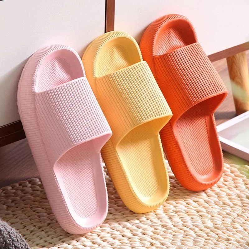 One word mop 3.2CM thick sole sandals with a sense of stepping on feces women's new summer couple EVA home raised soft sole bat