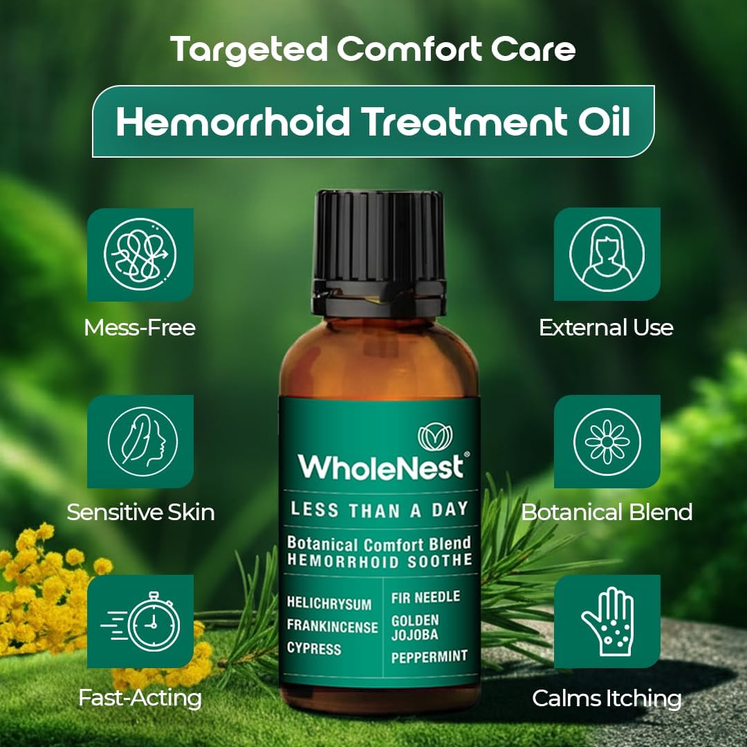 Hemorrhoid Treatment Oil | Botanical Blend with Cypress & Frankincense Oils | Soothing Relief from Burning, Itching & Swelling | External Hemorrhoid &