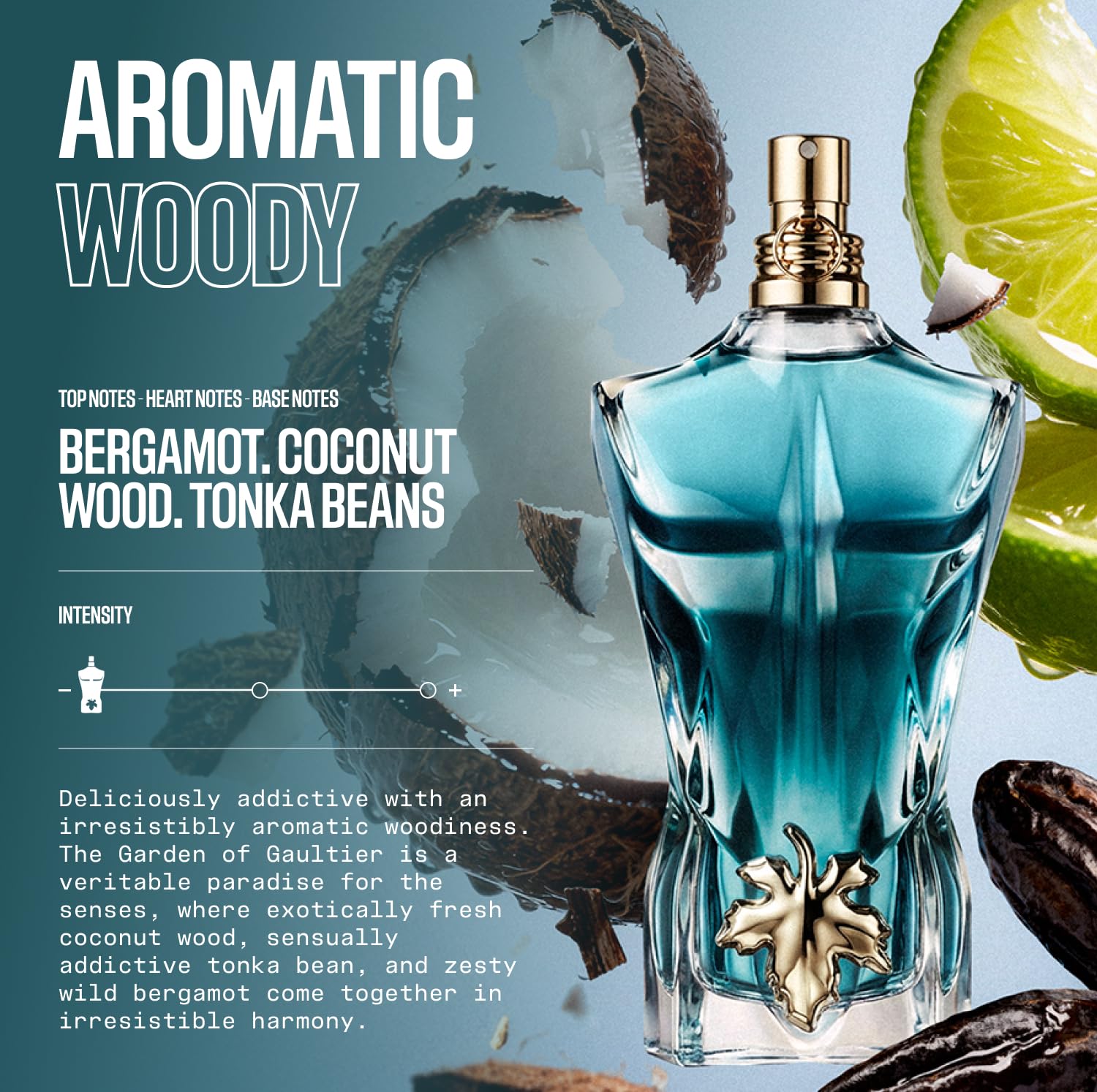 Jean Paul Gaultier Le Beau Eau de Toilette for Men - Long Lasting Addictive Aromatic Woody Mens Cologne with Bergamot, Coconut Wood & Tonka Bean - Des