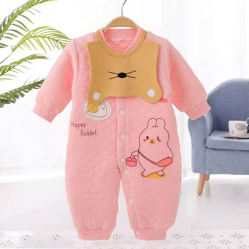 Newborn Baby romper Winter Cartoon baby boy Clothes 2PCS Cotton baby girl clothes set Thicken warm cotton clothing set