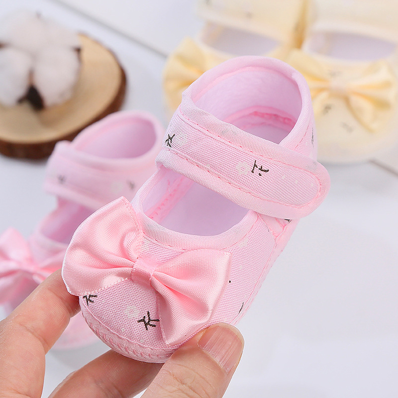 New 0-12months Toddler Shoes Anti-slip Cute Bow Soft Bottom Shoes Comfortable Breathable Princess Shoes Infant Toddler