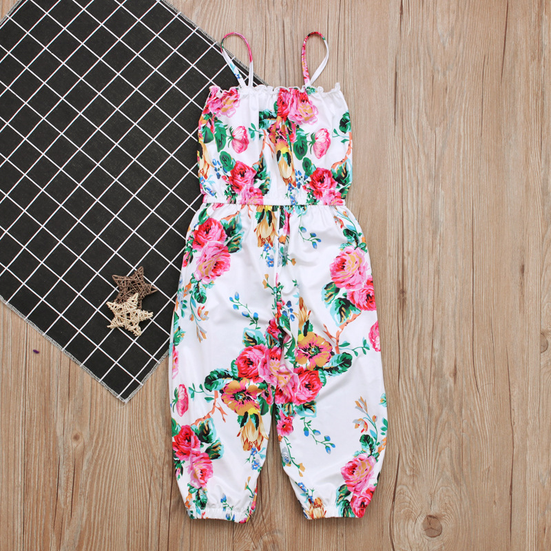 Summer Toddler Girls Kids Casual Floral Overall Romper Jumpsuit Play suit Outfits Clothes 2-6 Y
