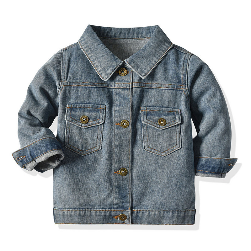 2023Autumn Fashion Jean jacket Unisex Zipper Long Sleeve Jacket Children's Wear