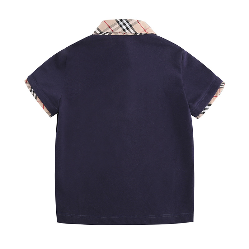 Summer children's wear children's short sleeved t-shirt baby plaid polo shirt children's summer boys' top