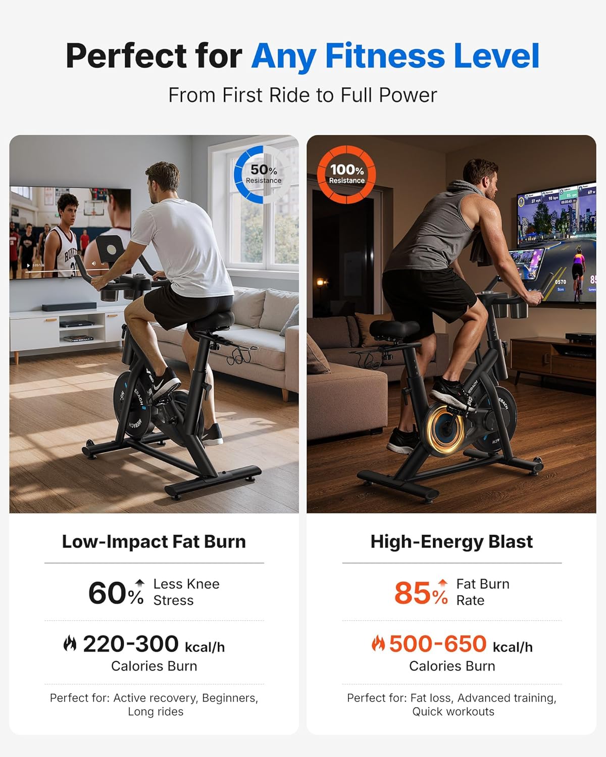 MERACH Exercise Bike, Brake Pad Stationary Bike with Exclusive App, Low Noise Indoor Cycling Bike with 300lbs Weight Capacity, Tablet Mount and Fitnes