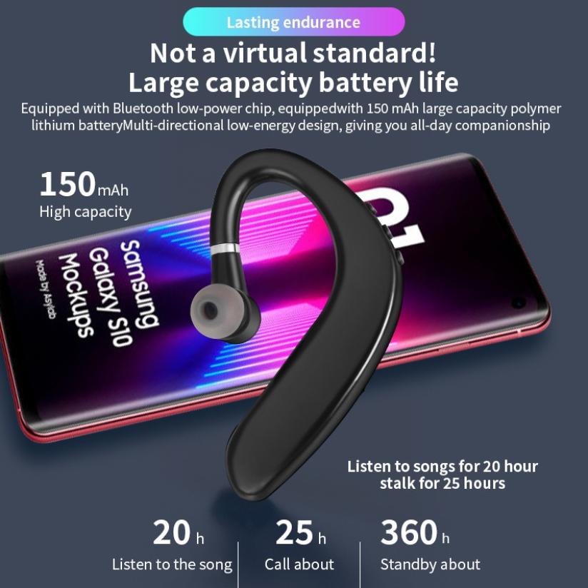 S109 Wireless Bluetooth Earphones Single Ear Hook Business Stereo Headphones Headset Handsfree Sports Earbud With Microphone